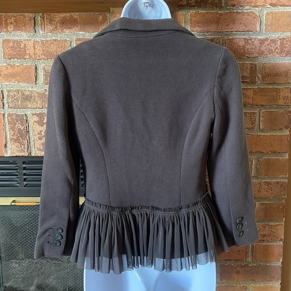 Free People Peplum Gray Tulle Embellished Blazer - Picture 4 of 7